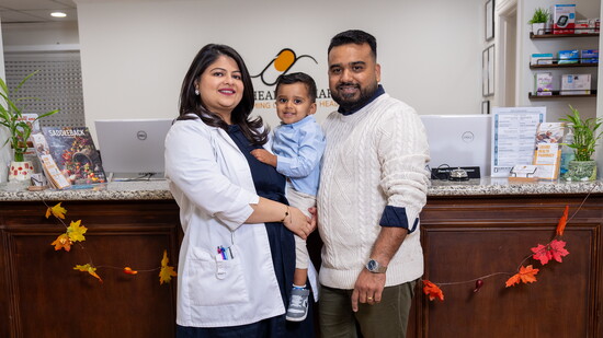 Dr. Patel, her husband and beautiful baby boy