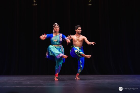 Artists Renjith-Vijna pose during the Bharatanatyam dance performance. Photo by House of Kala and Carbon Three Studios.