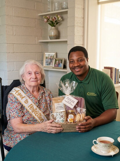 Ben, celebrating his client's 100th birthday.