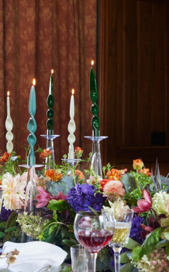 Twisted candles and candle holders provided by Collected by Elizabeth Malmo.