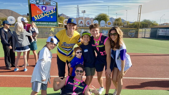 PVCL's Nadine Bubeck (with her boys), players and Miracle League