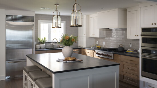 Interior design by Amber Lisowicz Design, featuring appliances from Heydlauff's