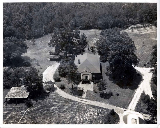 Aerial shot of historic Hiram Butler House. 