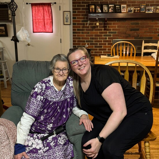 Mrs. Harbison and Dr. Rebekah Lloyd the day Lloyd took her books to her former teacher