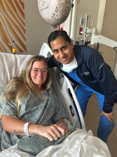 Alyssa Dawson with surgeon, Dr. Ravi Munver, the day after what was a very successful donor nephrectomy.