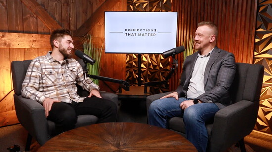 Andrew (right) and Shpendi Lluhani from Reconnect Chiropractic filming a podcast episode. 