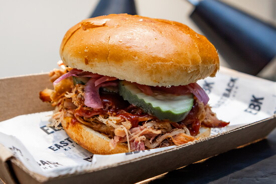 A pork sandwich at the Rock