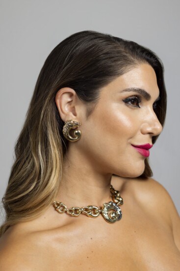 Designer Equestrian Horse Earrings Italian 14 Karat Gold, $1,900, and 14 Karat Gold 2-Tone Gucci Style Horse-Bit Necklace, $7,500