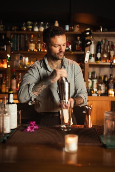 A.J creating our signature cocktail