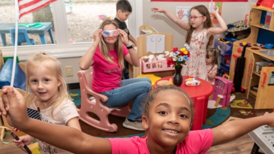 Happy students learn how to celebrate the 4th of July in style.