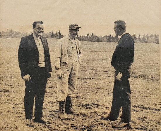Gordon Richards, Bob Bosse, and Dave Richards look over the former field with hopes of making it into the 18-hole course it is today