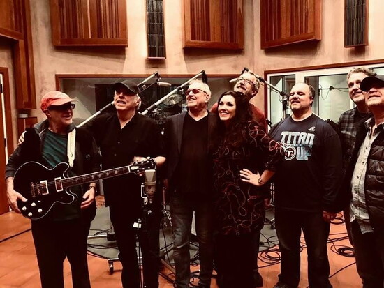 Kerry Marx, Eddie Bayers, Fred Mollin, Mandy Barnett, Gordon Mote, Bryan Sutton and Scotty Sanders at Starstruck Studios in Nashville