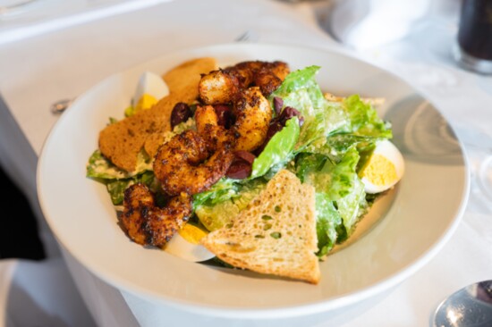 Caesar salad with blackened shrimp