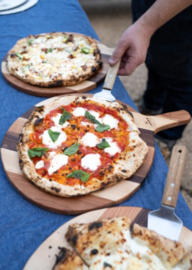 The stars of the show: Margherita, Ruxin and Bianco pizzas. 