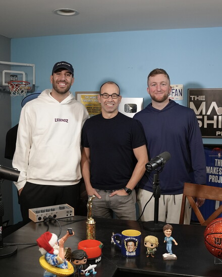 Brian Conz, James “Murr” Murray and Zach Misischia in The Makeshift Project studio.