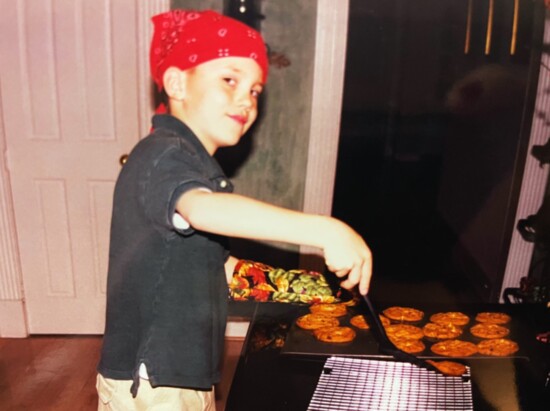 5-year-old Parker making Christmas cookies. 