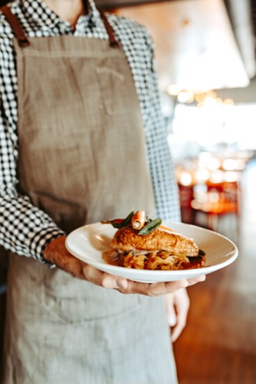 Lightly Smoked Chicken Breast {Maple Basted Spaghetti Squash, Baby Carrot, Sugar Snap Peas, Sage}