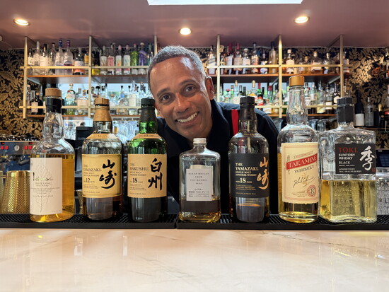 Hill with Asa's flight of Japanese Whisky