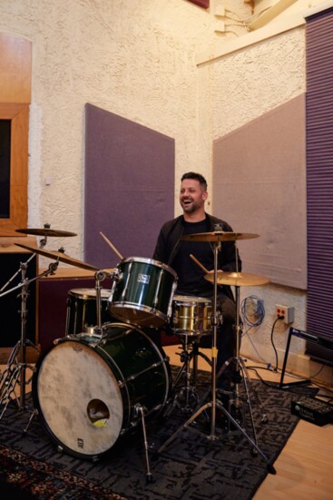 Ryan Peele is at home behind a drum kit in the main studio