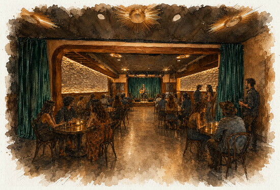 Artistic rendering of the Quarter's musician's stage.