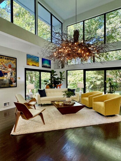 A Bier chandelier in a Weston living room