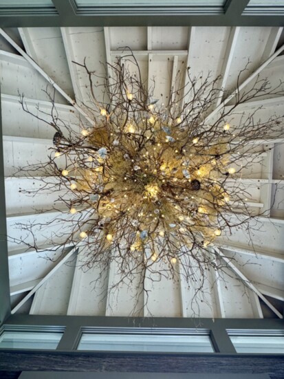 The view from beneath a chandelier