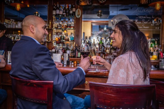 Ulka Bhavsar and her husband, Suhash, unwind with sophisticated cocktails at Verve. 