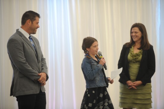 Mike, Addilyn and Sharon Mason in 2018 at the 25th Anniversary Celebration of CCF's founding.
