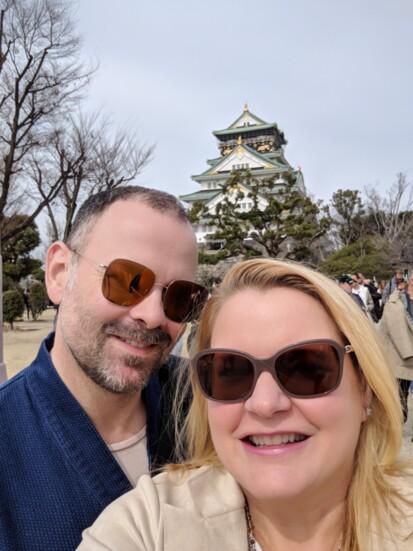 Karen and a friend in Osaka, Japan