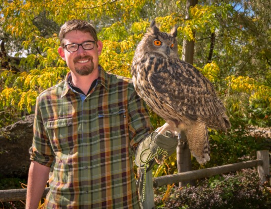 Tate and Wally, the Great-Horned Owl. PC: Jim Shane