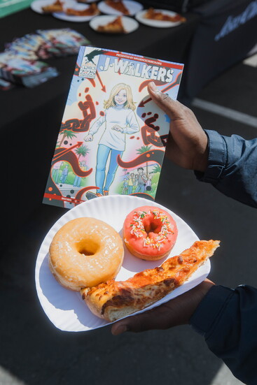 J-Walker comic book and donuts