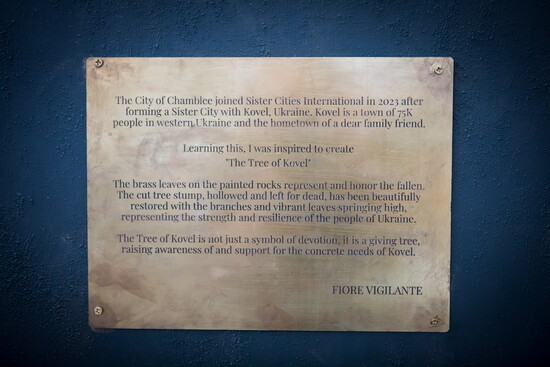 A plaque shares the meaning behind the 'Tree of Kovel.' 
