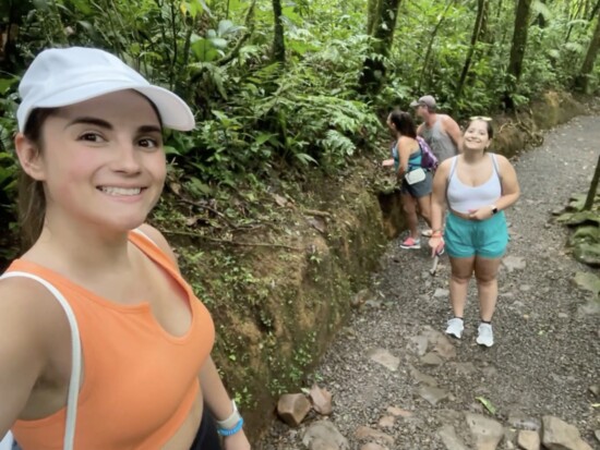 My sister, Lauren (left) and I (right) hiking in to see Rio Celeste.