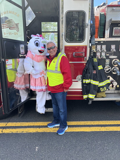 Chopper Russo and his wife dressed up as the Easter Bunny this April in Oakland