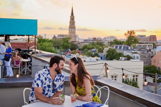 The Vendue rooftop overlooking Charleston.