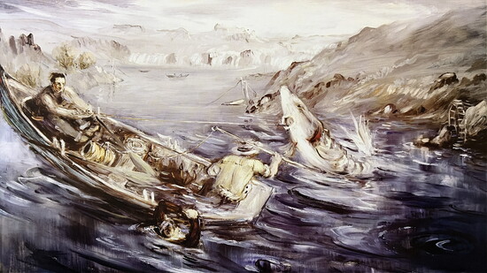 A.B. Teater, Battling A Big Sturgeon, 1951, oil on canvas