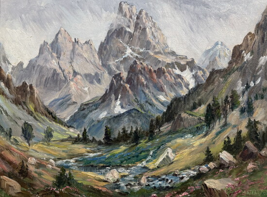 A.B. Teater, Tetons, oil on canvas