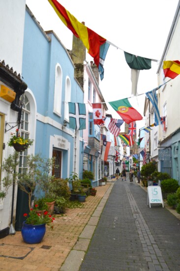 Colorful bunting in Dartmouth.