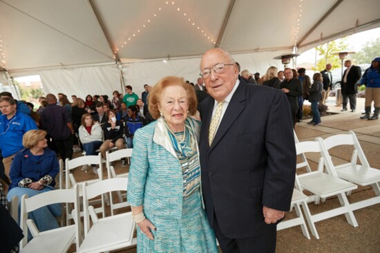 Honey and Rudi Scheidt at the 2017 ribbon cutting ceremony for the Scheidt Family Music Center on the University of Memphis campus