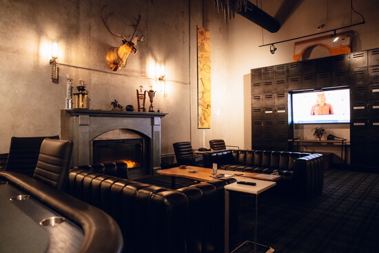 Cigar room with poker table