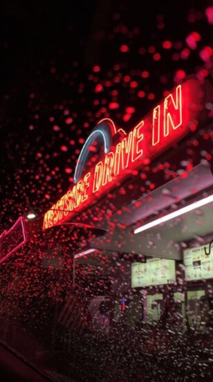 Westside Drive In on a rainy night.
