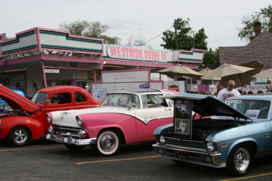 Classic cars on display at Westside Drive In.