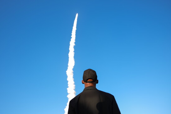 Joshua Dobbs watching the Artemis II launch