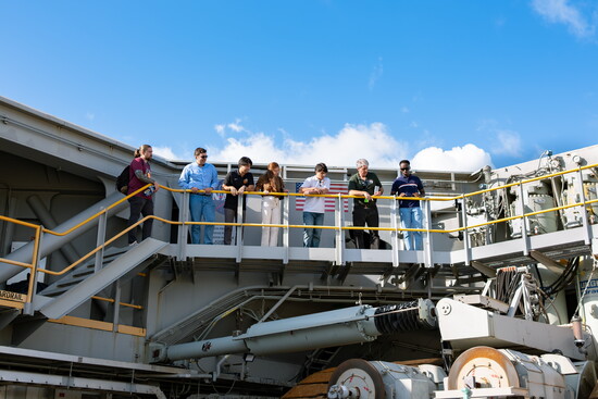 Standing on NASA’s crawler, the UT engineering students experienced the machine that has carried rockets from the VAB to the launch pad for generations
