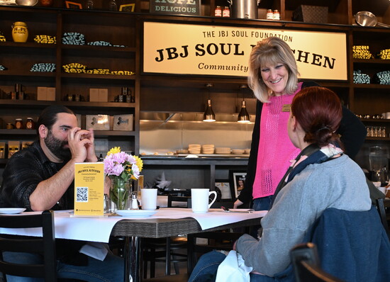JBJ Soul Kitchen Community Coordinator Joanne Gwin making sure all is well