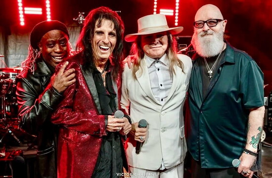 Coopstock photo - Corey Glover (Living Colour), Alice Cooper, Robin Zander (Cheap Trick), Rob Halford (Judas Priest) 
