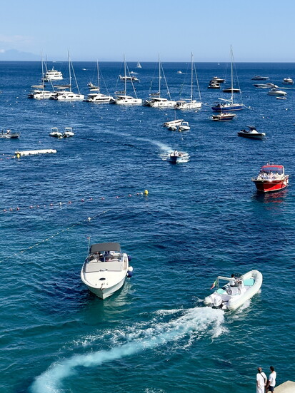 A busy Positano harbor