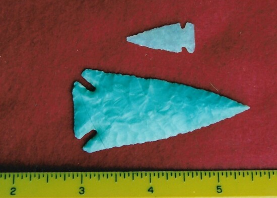 Ancient projectile points from Power County.  The top example may be 3,000 years old