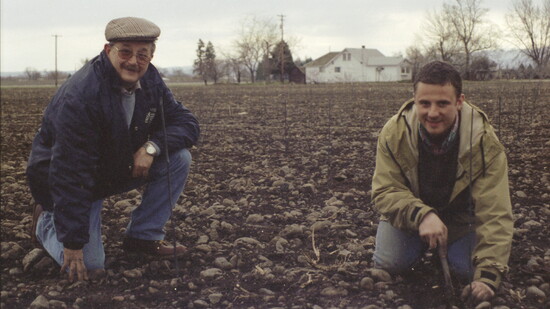 Christophe Baron in the early days of planting vines by hand