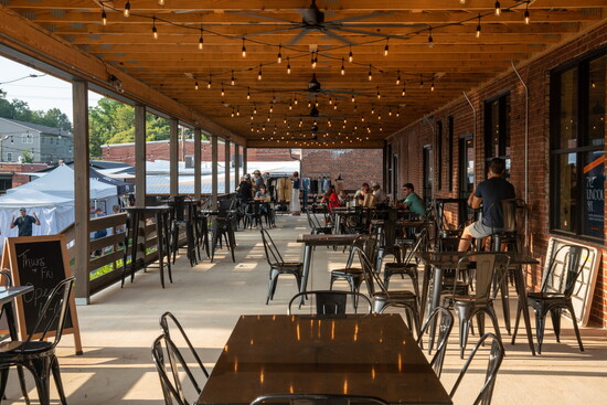 The back porch at Beacon Brewing in Historic Hillside. 